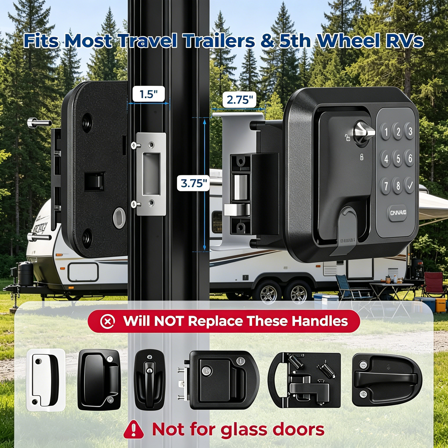 ONNAIS Full Metal RV Keyless Entry Door Lock with Password & Remote, Fits Most Trailers and 5th Wheels, Ideal Gifts for RV Owners