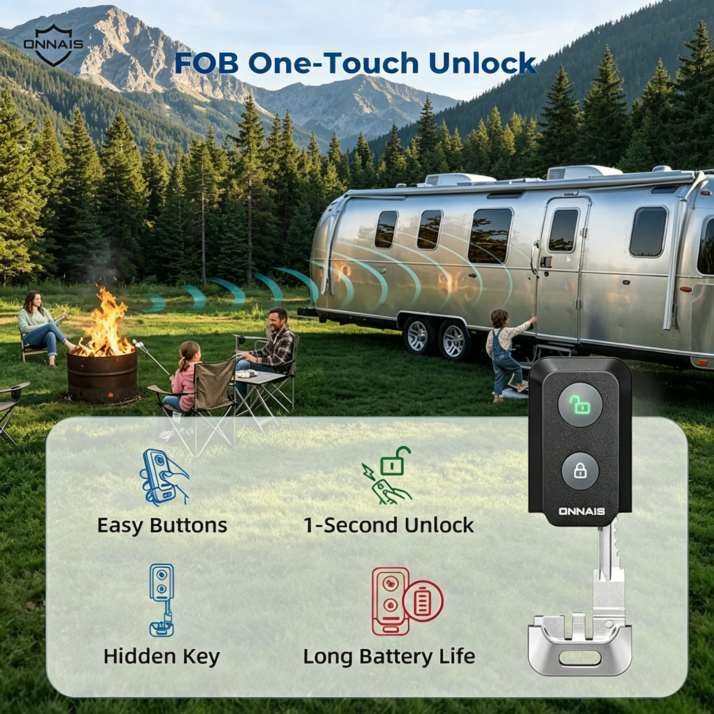 ONNAIS Full Metal RV Keyless Entry Door Lock with Password & Remote, Fits Most Trailers and 5th Wheels, Ideal Gifts for RV Owners