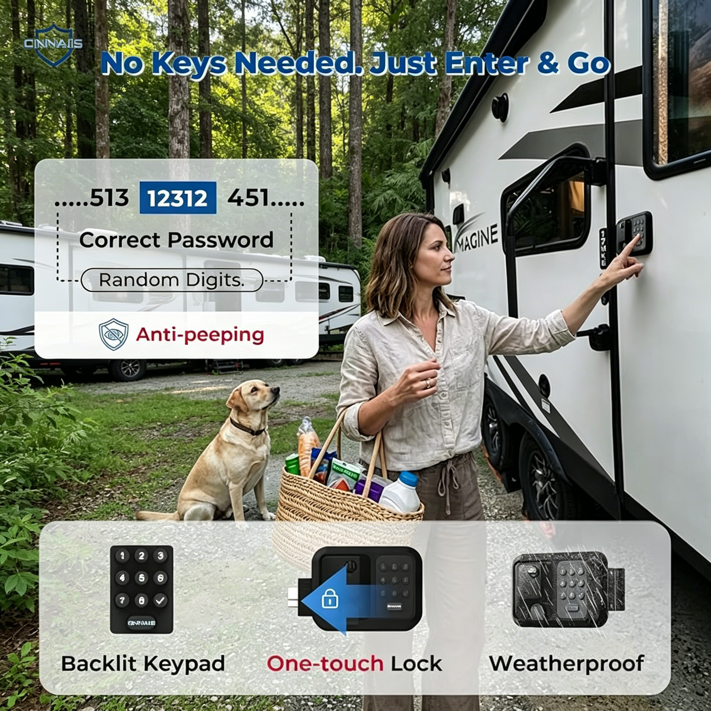 ONNAIS Full Metal RV Keyless Entry Door Lock with Password & Remote, Fits Most Trailers and 5th Wheels, Ideal Gifts for RV Owners