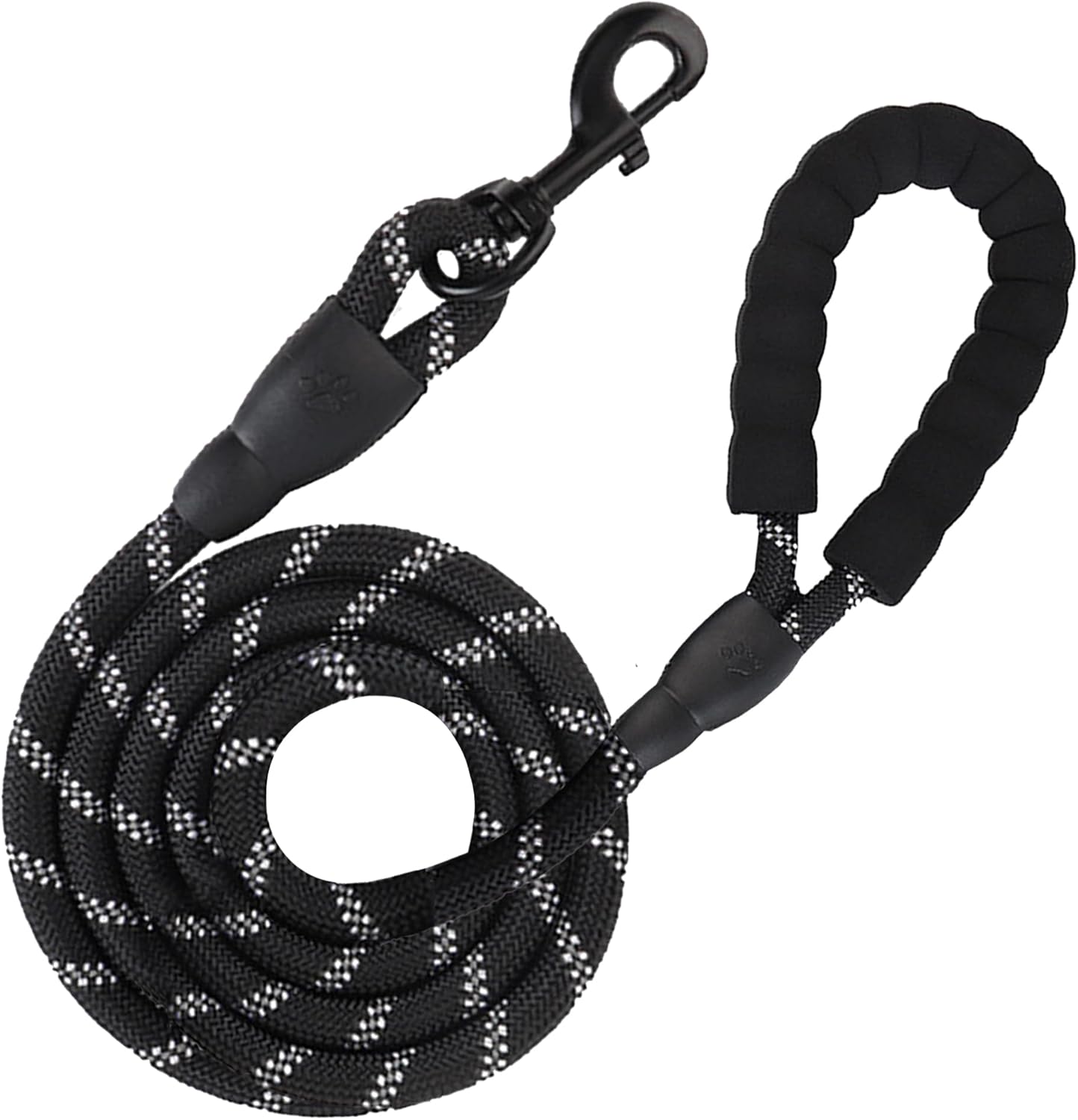 2 ft Dog Rope Leash, Large Dog Training Tool with Padded Handle & Heavy-Duty Metal Clasp, Reflective, Lightweight & Travel
