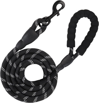 2 ft Dog Rope Leash, Large Dog Training Tool with Padded Handle & Heavy-Duty Metal Clasp, Reflective, Lightweight & Travel